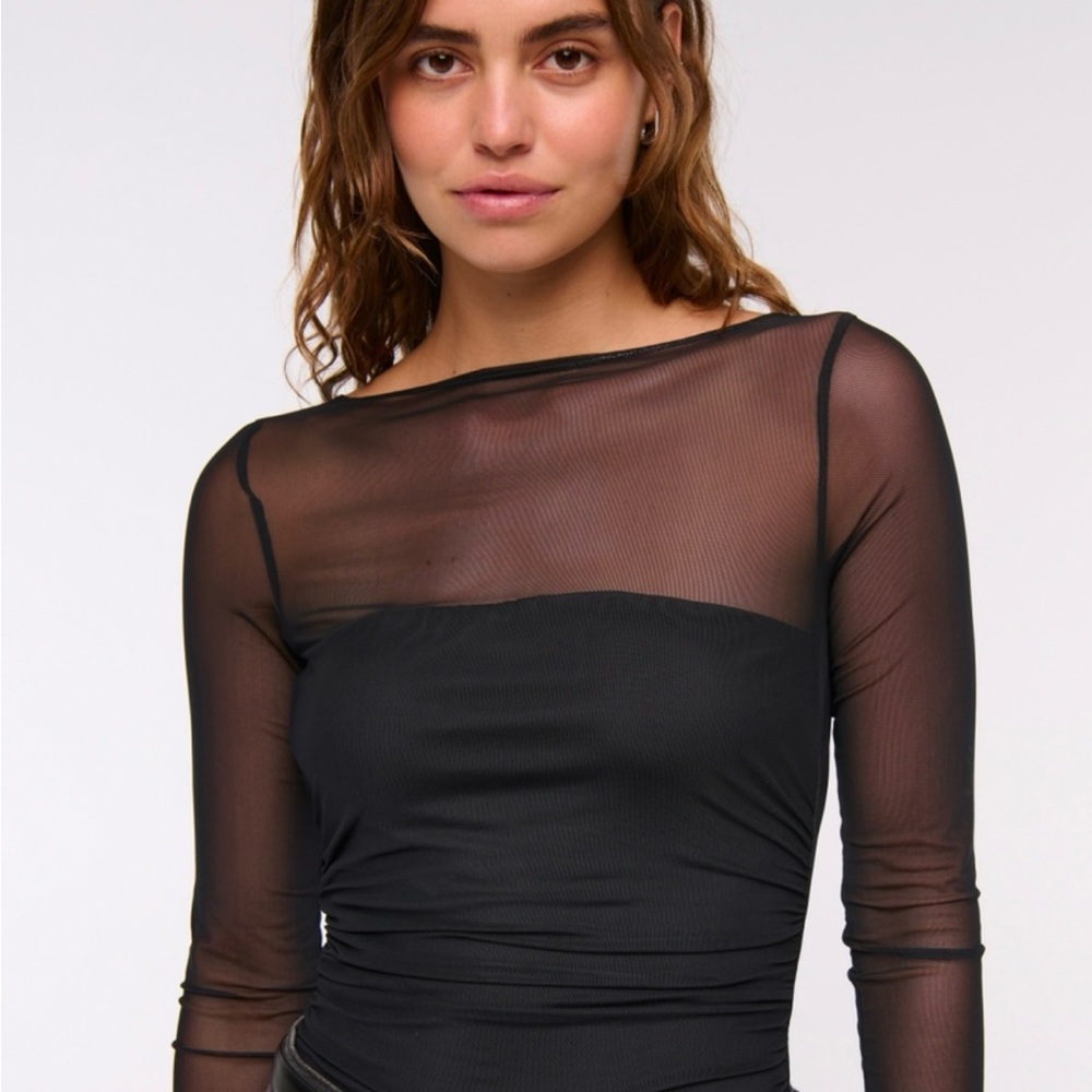 Abercrombie Black Long Sleeve Mesh Bodysuit